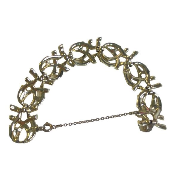 Coro Vintage Estate Linked Bracelet Gold Tone Keeper Chain 7 Inches - Picture 3 of 4
